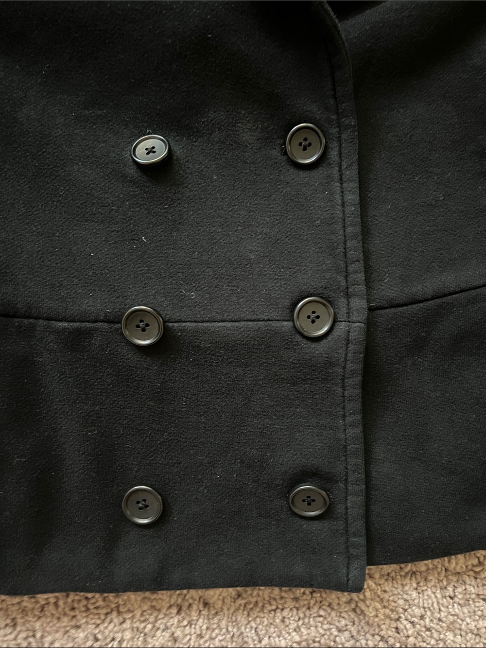 James Perse Black Double-Breasted 100% Cotton Crop PeaCoat Size 2 - Picture 2 of 7